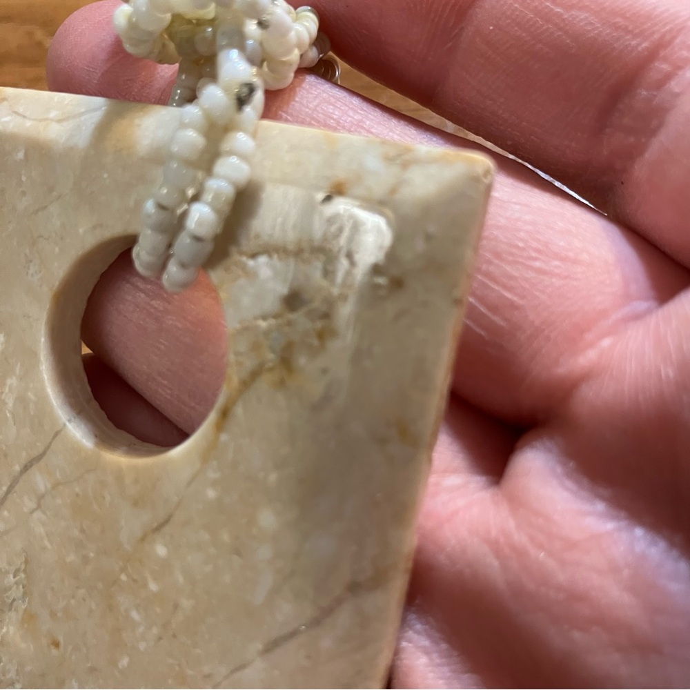 Large Stone Marble Rectangle Statement Necklace N… - image 5